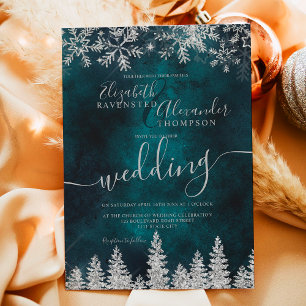 Invitation Mariage d'hiver de Noël en pin d'argent
