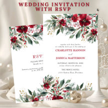 Mariage d'hiver de Noël Rouge Houx avec RSVP