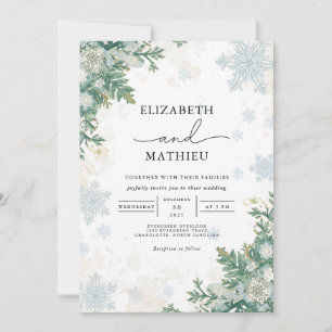 Invitation Mariage d'hiver de pin congelé