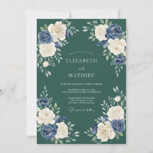 Invitation Mariage d'hiver distingué vert émeraude