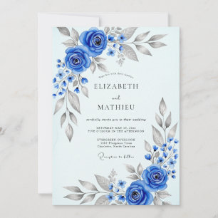 Invitation Mariage d'hiver divin bleu royal