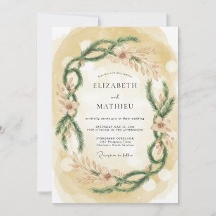 Invitation Mariage d'hiver doré et cosy