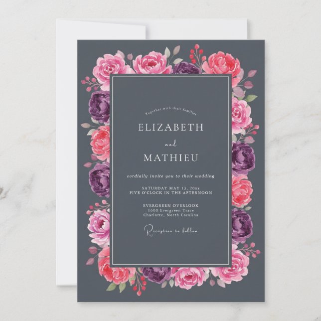 Invitation Mariage d'hiver dramatique au charbon (Devant)