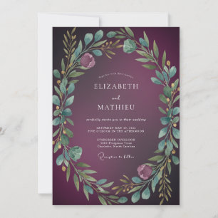 Invitation Mariage d'hiver dramatique au plum