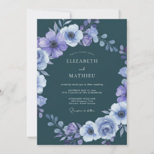 Invitation Mariage d'hiver dramatique sarcelle foncée