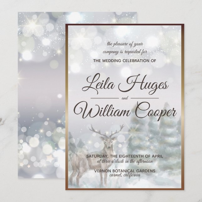 Invitation Mariage d'hiver élégant (Devant / Derrière)