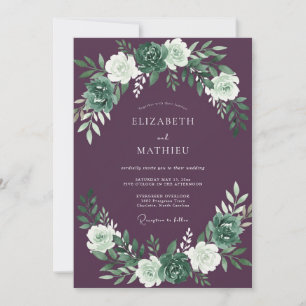 Invitation Mariage d'hiver élégant au plum