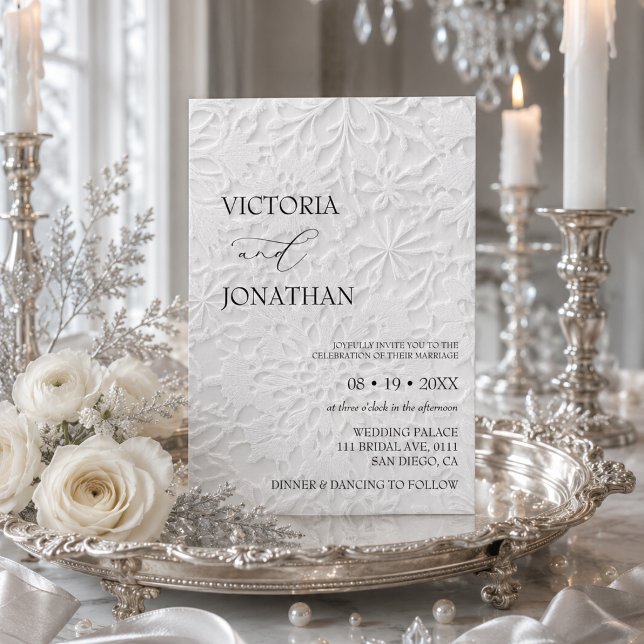 Invitation Mariage d'hiver élégant blanc  (Créateur téléchargé)