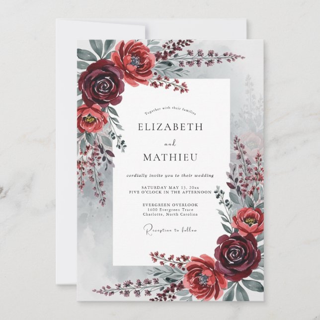 Invitation Mariage d'hiver élégant en Bourgogne (Devant)