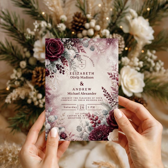 Invitation Mariage d'hiver élégant en Bourgogne (Créateur téléchargé)