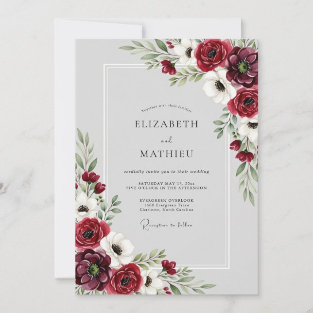 Invitation Mariage d'hiver élégant en Bourgogne (Devant)