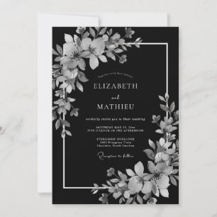 Invitation Mariage d'hiver élégant gris charbon