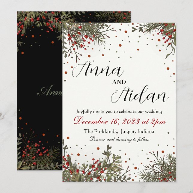 Invitation Mariage d'Hiver Élégante Inspiration Moderne (Devant / Derrière)
