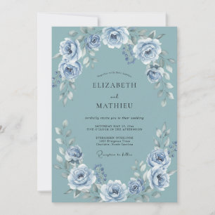 Invitation Mariage d'hiver en bleu ardoise poli