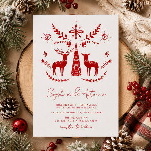 Invitation Mariage d'hiver en bois nordique Buck and Doe
