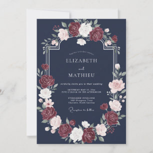 Invitation Mariage d'hiver en velours marine
