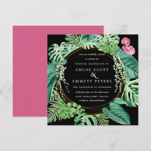 Invitation Mariage d'hiver exotique tropical rose