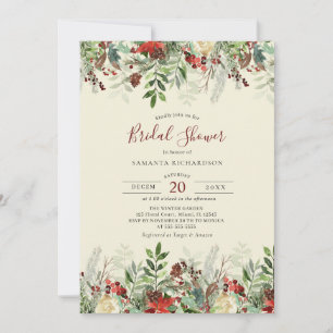 Invitation Mariage d'hiver Fête des mariées de baies florales