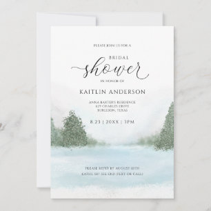 Invitation Mariage d'hiver Fête des mariées Lac Arbres Neige