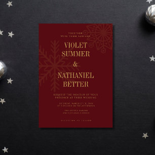 Invitation Mariage d'hiver flocon de neige propre Bourgogne &