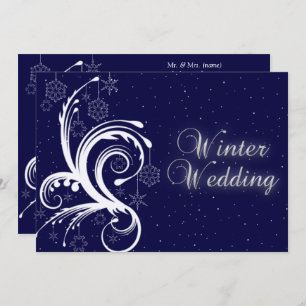 Invitation Mariage d'hiver, flocons de neige et étoiles Invit