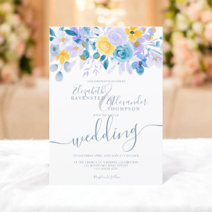 Invitation Mariage d'hiver floral d'orange pastel lavender