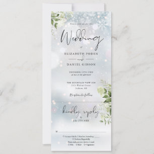 Invitation Mariage d'hiver floral verdure tout en un