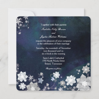 Invitation Mariage d'hiver Frosty bleu de la marine russe