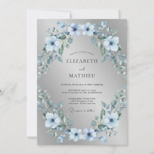 Invitation Mariage d'hiver givré argenté