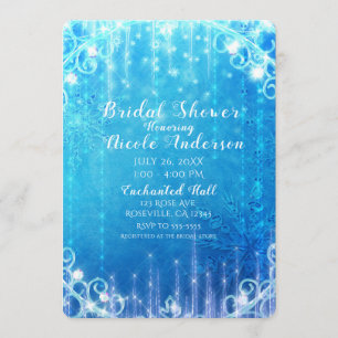 Invitation Mariage d'Hiver Glacé Étincelant Bleu