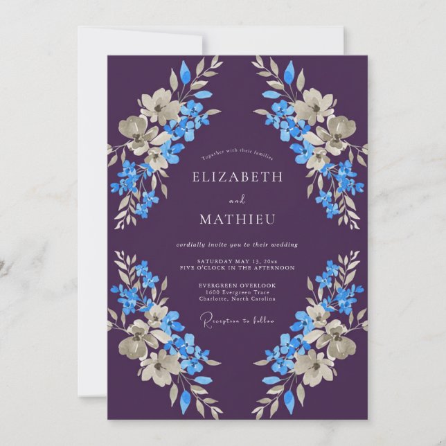Invitation Mariage d'Hiver Glorieux Aubergine (Devant)