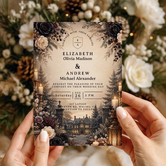 Invitation Mariage d'hiver gothique et sombre (Créateur téléchargé)