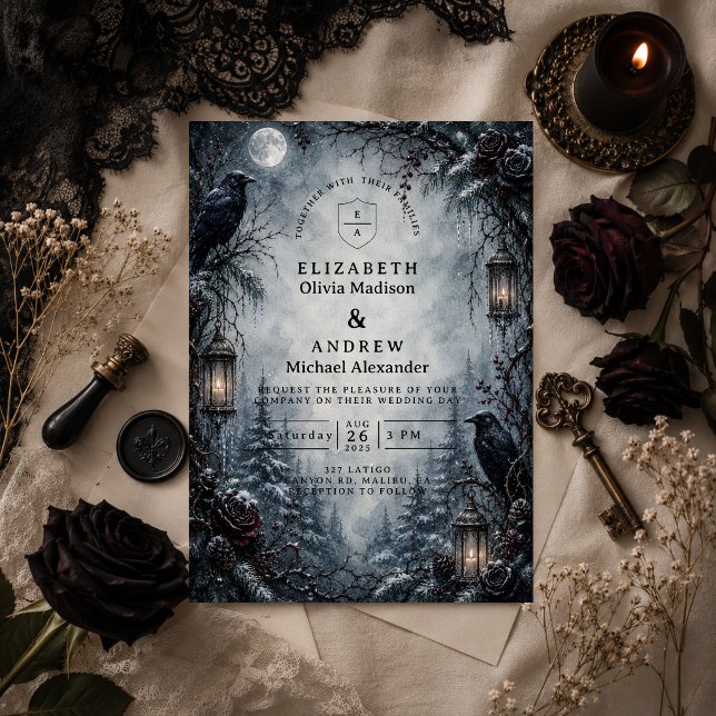 Invitation Mariage d'hiver gothique romantique (Créateur téléchargé)