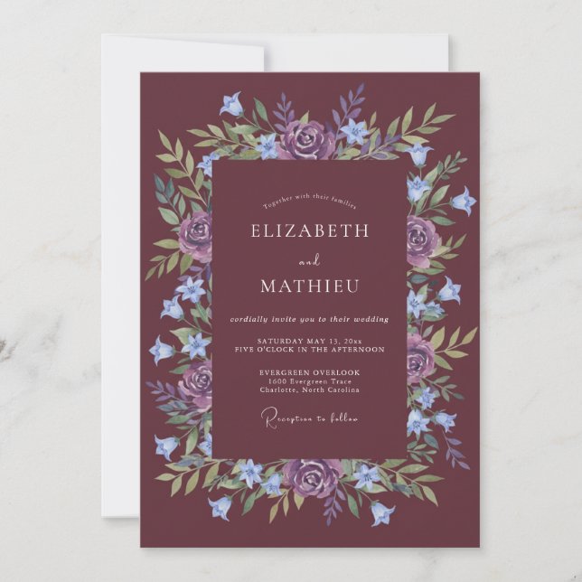 Invitation Mariage d'hiver gracieux au plum (Devant)