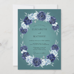 Invitation Mariage d'hiver gracieux sarcelle foncé