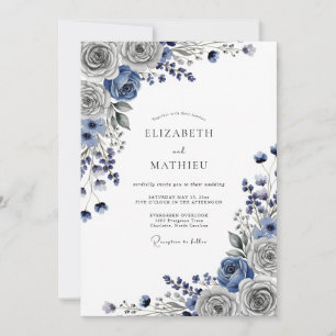 Invitation Mariage d'hiver gris acier lustré