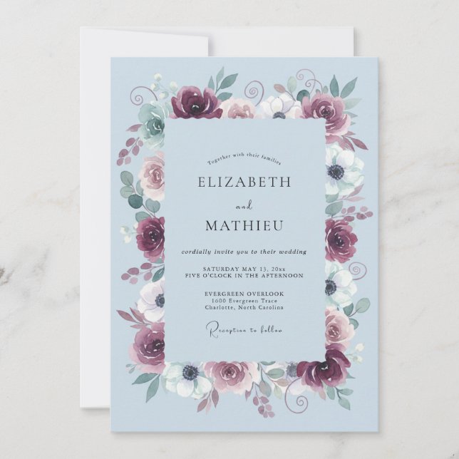 Invitation Mariage d'hiver impérial burgundy (Devant)