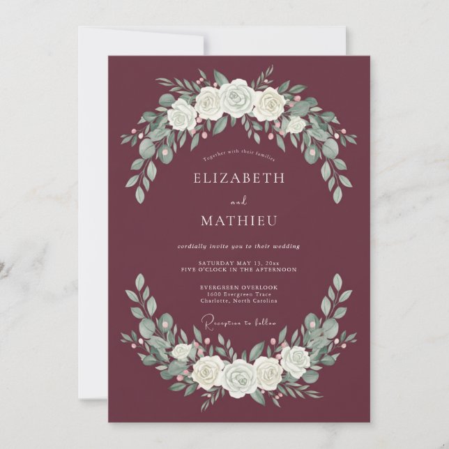 Invitation Mariage d'hiver intemporel en Bourgogne (Devant)