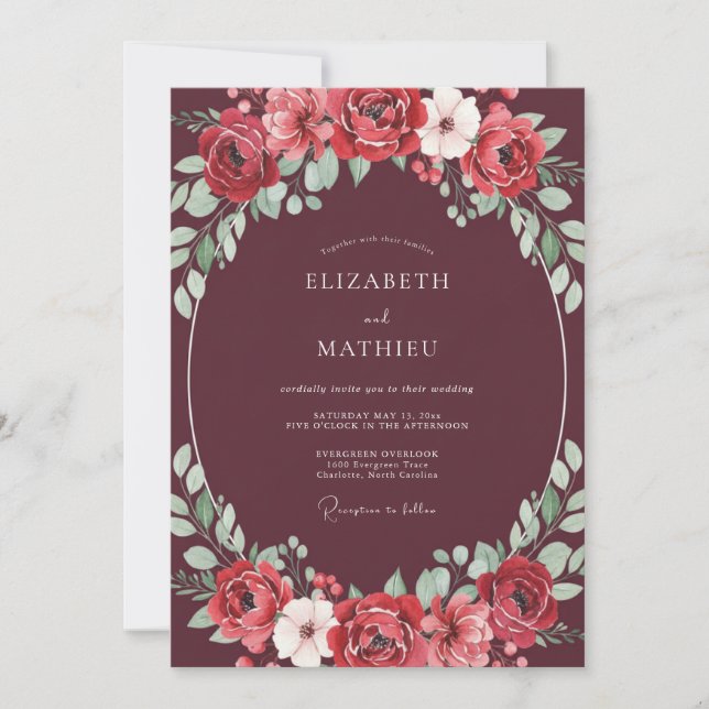 Invitation Mariage d'hiver intense en Bourgogne (Devant)