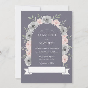 Invitation Mariage d'hiver lavande ardoise maussade
