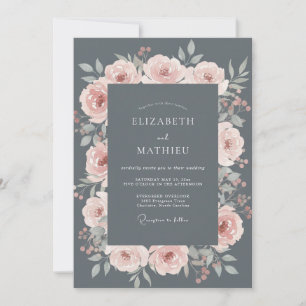 Invitation Mariage d'hiver lumineux gris charbon