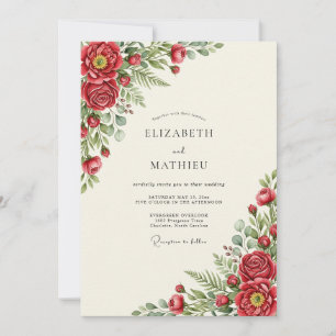 Invitation Mariage d'hiver lustré aux canneberges