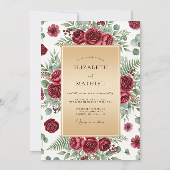 Invitation Mariage d'hiver luxueux en Bourgogne (Devant)