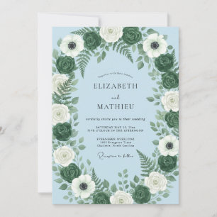Invitation Mariage d'hiver luxuriant bleu glace