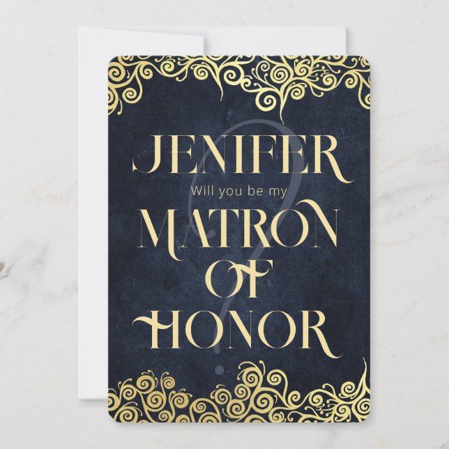 Invitation Mariage D'Hiver Luxury Marine Bleu Et Or (Devant)