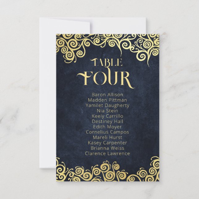 Invitation Mariage D'Hiver Luxury Marine Bleu Et Or (Devant)