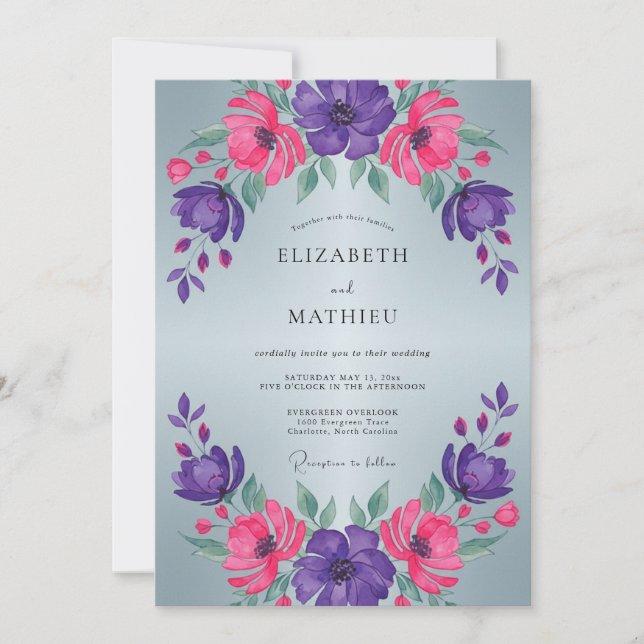 Invitation Mariage d'hiver Magenta Violet Vivid (Devant)