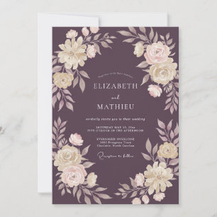 Invitation Mariage d'hiver majestueux aubergine