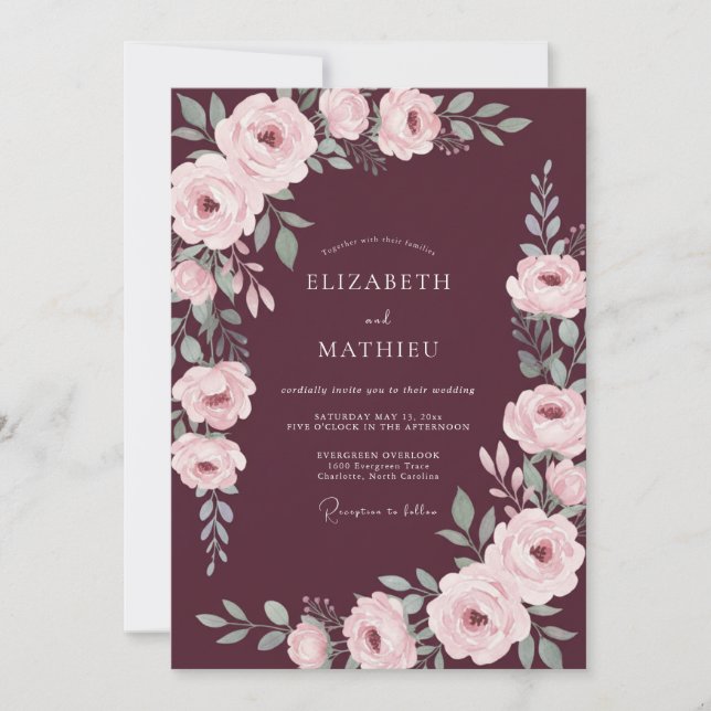 Invitation Mariage d'hiver marron foncé et lunatique (Devant)
