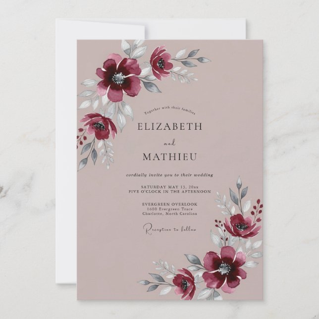 Invitation Mariage d'hiver mauve poli (Devant)